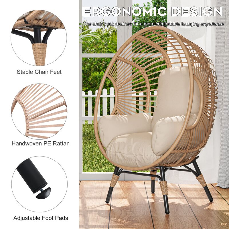 Hivvago PE Rattan Egg Swing Chair with Cushion image number 4