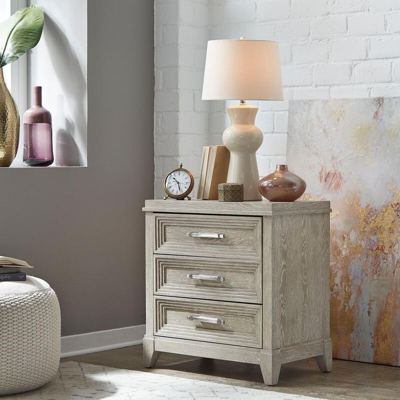 Liberty Furniture Belmar 3 Drawer Night Stand in Washed Taupe image number 4
