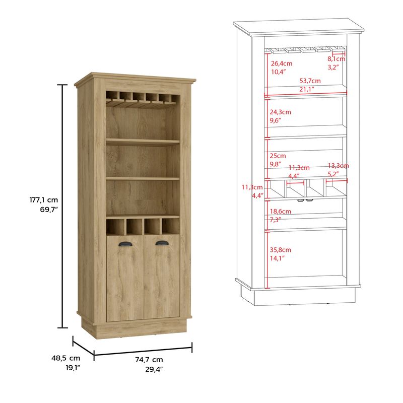 Misuri Wardrobe Armoire with Double Door, Drawer, Metal Rods, and Open Shelves-White