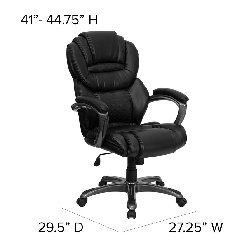 Stella High Back Brown LeatherSoft Executive Swivel Ergonomic Office Chair with Arms image number 3