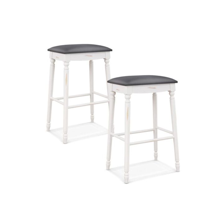 Hivvago Bar Stool Set of 2 with Padded Seat Cushions and Wood Legs