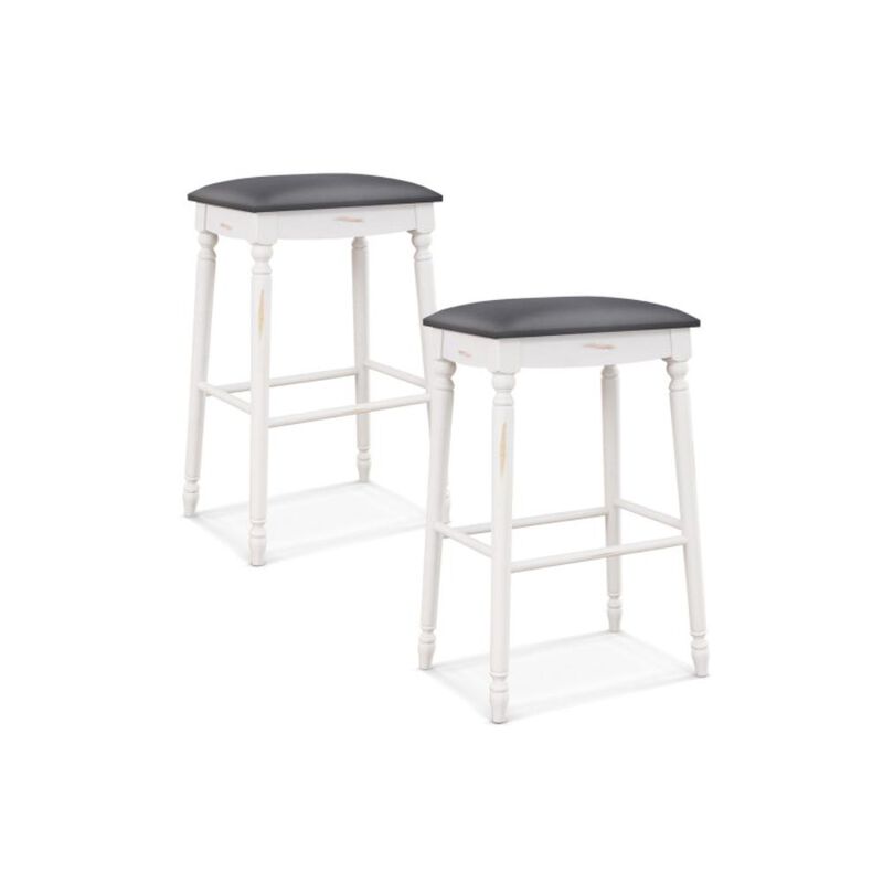 Hivvago Bar Stool Set of 2 with Padded Seat Cushions and Wood Legs
