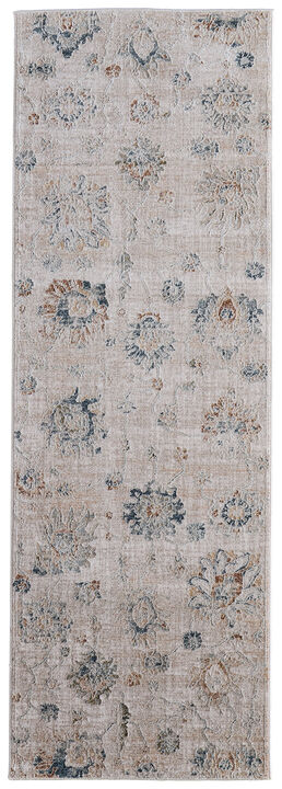 HomeRoots Floral Distressed Runner Rug With Fringe
