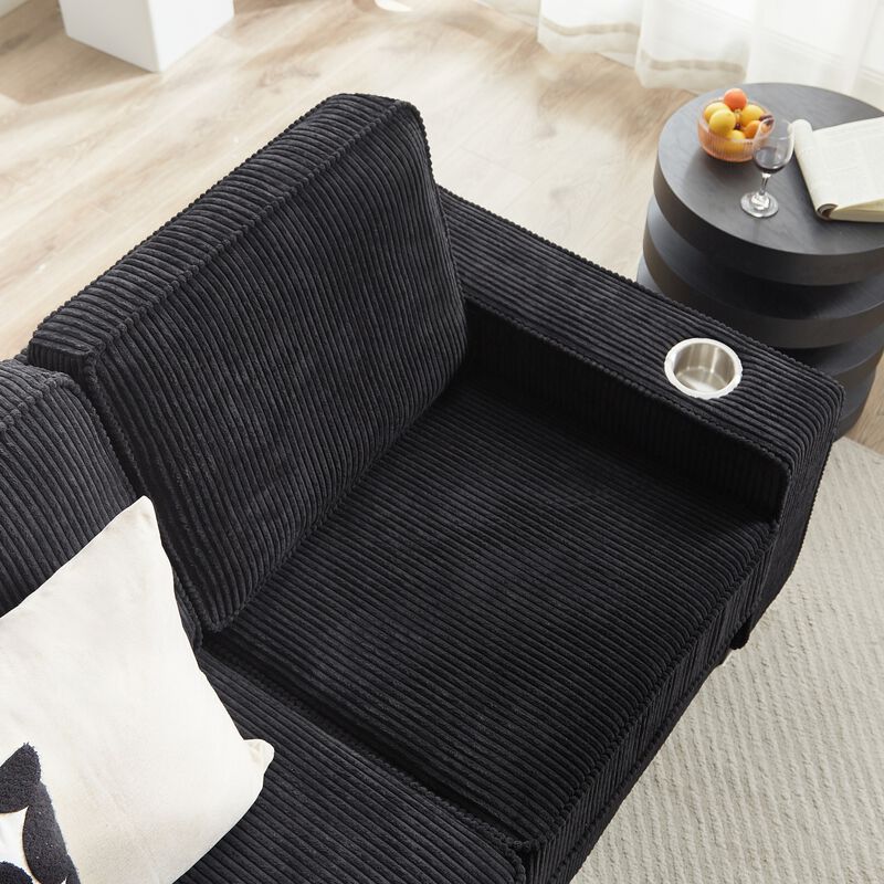 Crafre Corduroy 3‑Seater Sofa image number 3