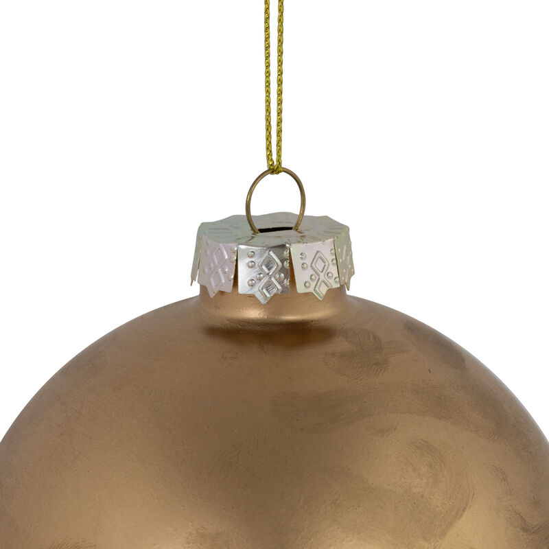 3.5" Brushed Matte Gold and Shiny Lavender Glass Ball Christmas Ornament image number 3