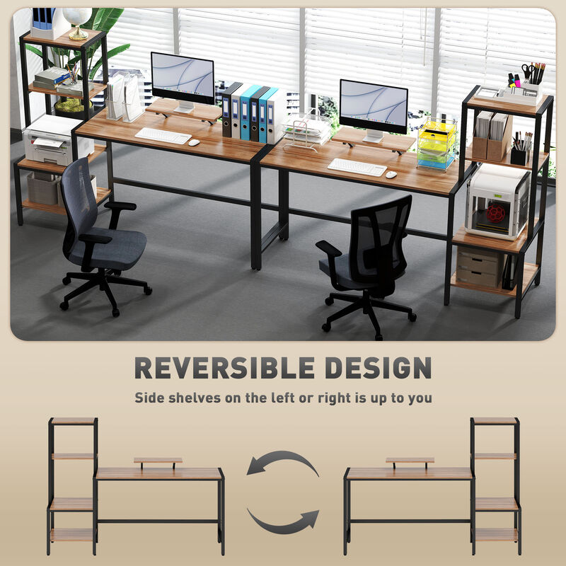 Hivvago 67" Study Desk with Monitor Stand and Reversible Shelving image number 3
