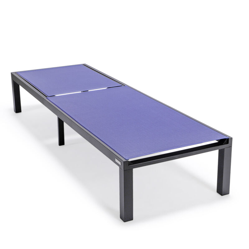 LeisureMod Marlin Patio Chaise Lounge Chair With Black Aluminum Frame, Set of 2