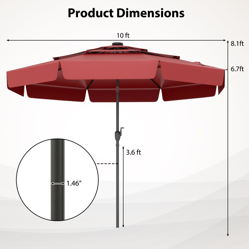 3-Tier Solar LED Outdoor Umbrella &ndash; Breathable Top with Air Circulation