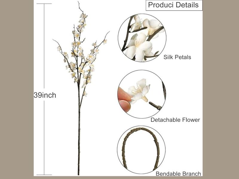 5 Piece White Artificial Greenery Stems Vase Filler 39 Foot image number 2