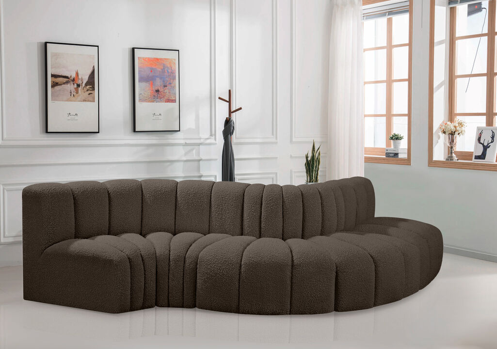 Meridian Furniture Arc Brown Boucle Fabric Modular Sofa