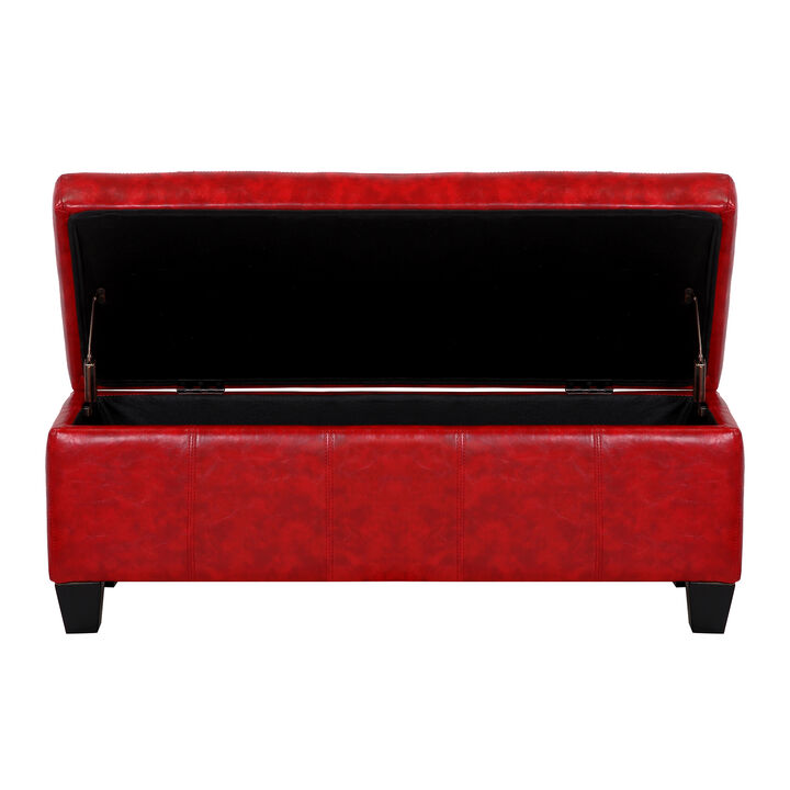 WestinTrends 42" Wide Faux Leather Rectangle Ottoman With Storage