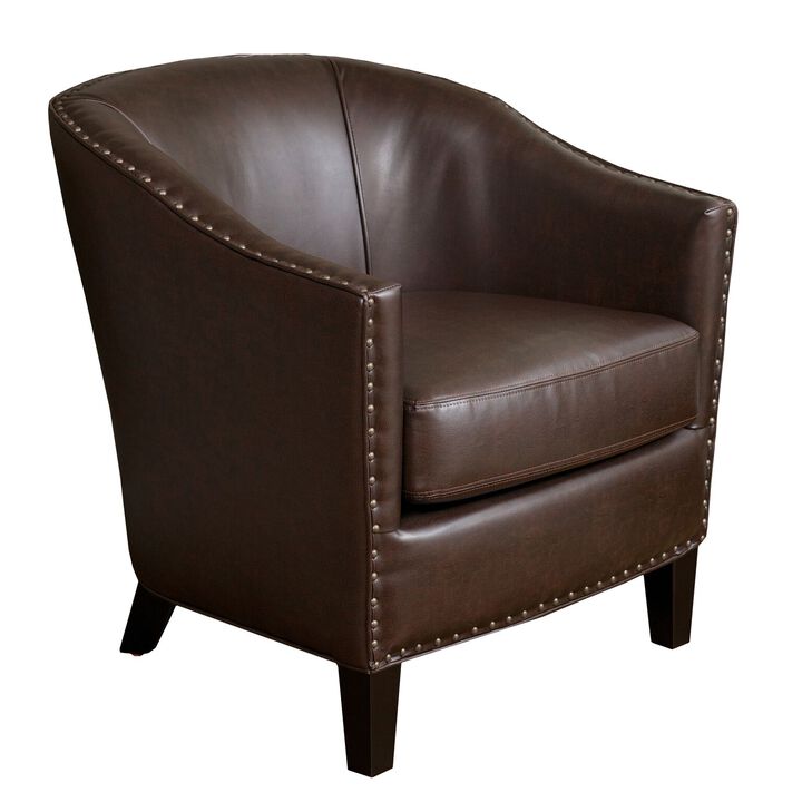 Christopher Knight Home Shane Contemporary Upholstered Club Chair with Nailhead Trim