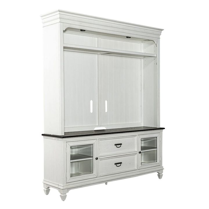 Liberty Furniture Allyson Park Entertainment Center - Wirebrushed White with Charcoal Tops