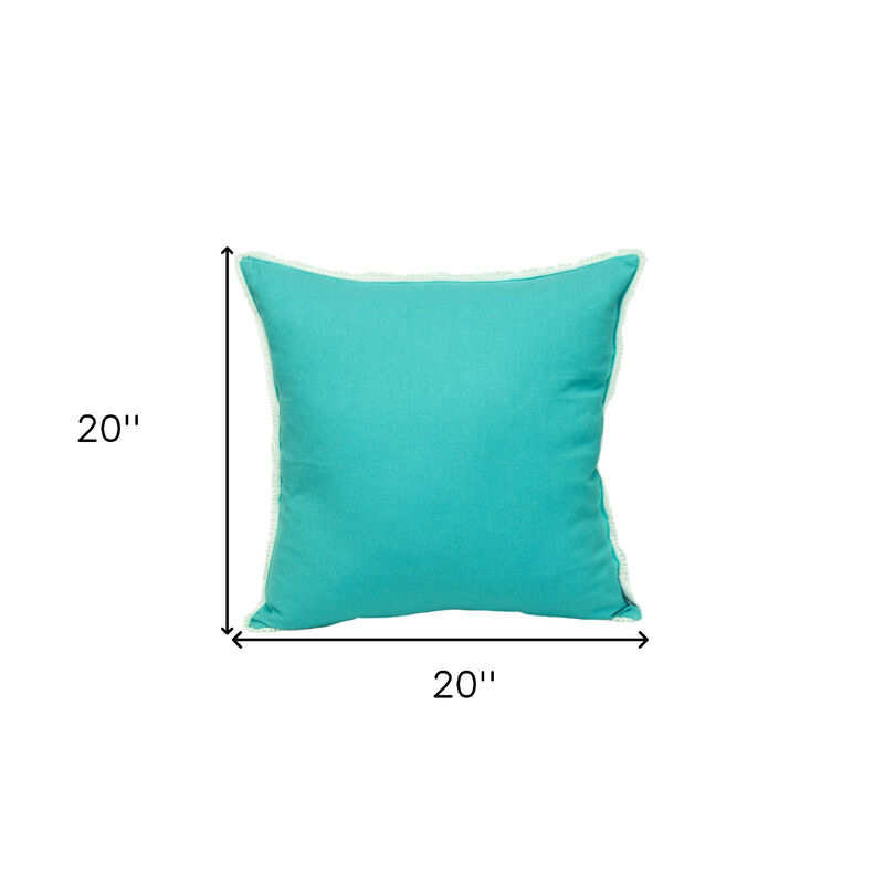 HomeRoots 20" Blue Cotton Throw Pillow image number 3