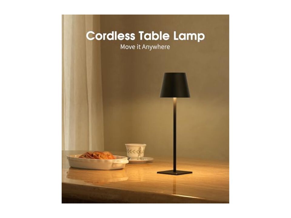 Rechargeable Cordless Waterproof Table Lamp For Office Outdoor Black