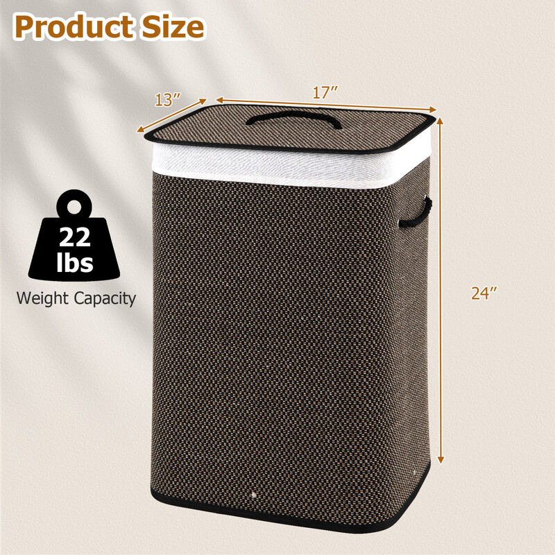19 Gal Wicker Clothes Hamper with Removable Liner and Carry Handles image number 4