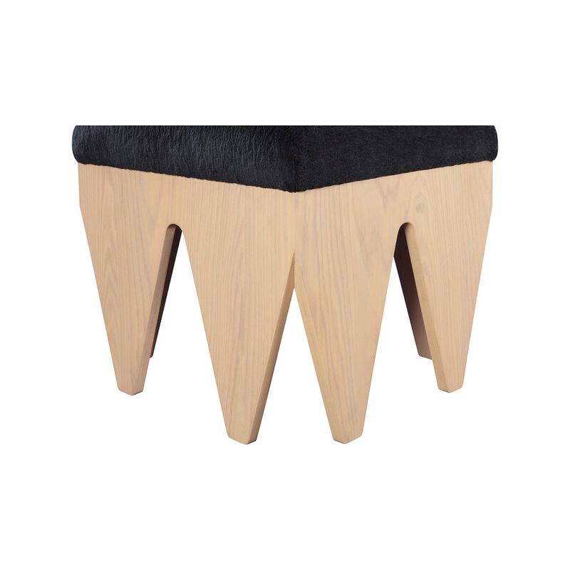 Meridian Furniture Altair Black Velour Fur Fabric Bench