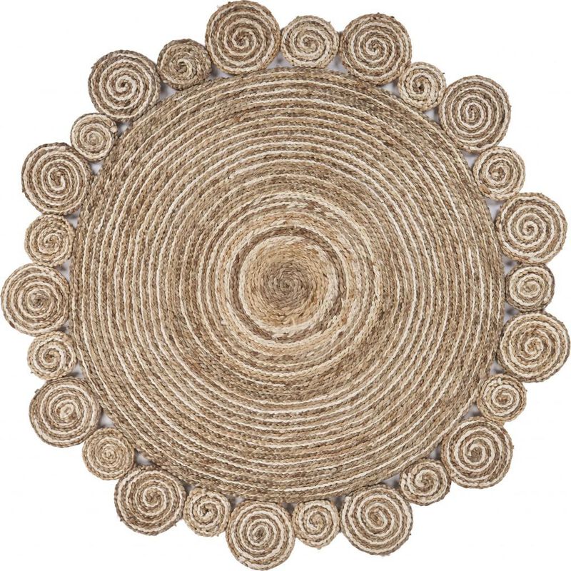 HomeRoots Jute Abstract Geometric Hand Braided Area Rug image number 0