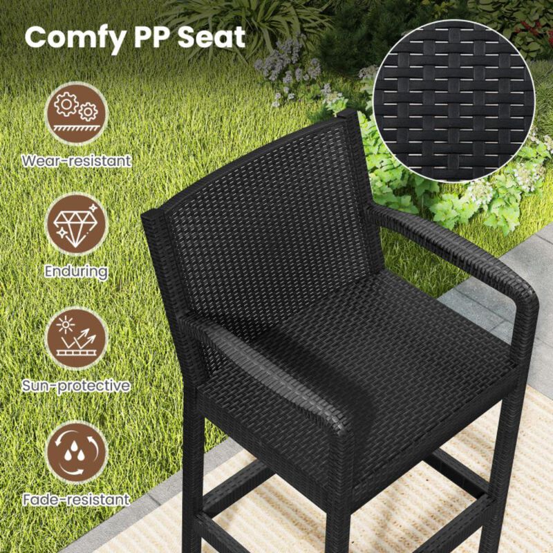 Hivvago 3 Pieces Patio Bar Set with 2 Stools and 1 Bar Table image number 6