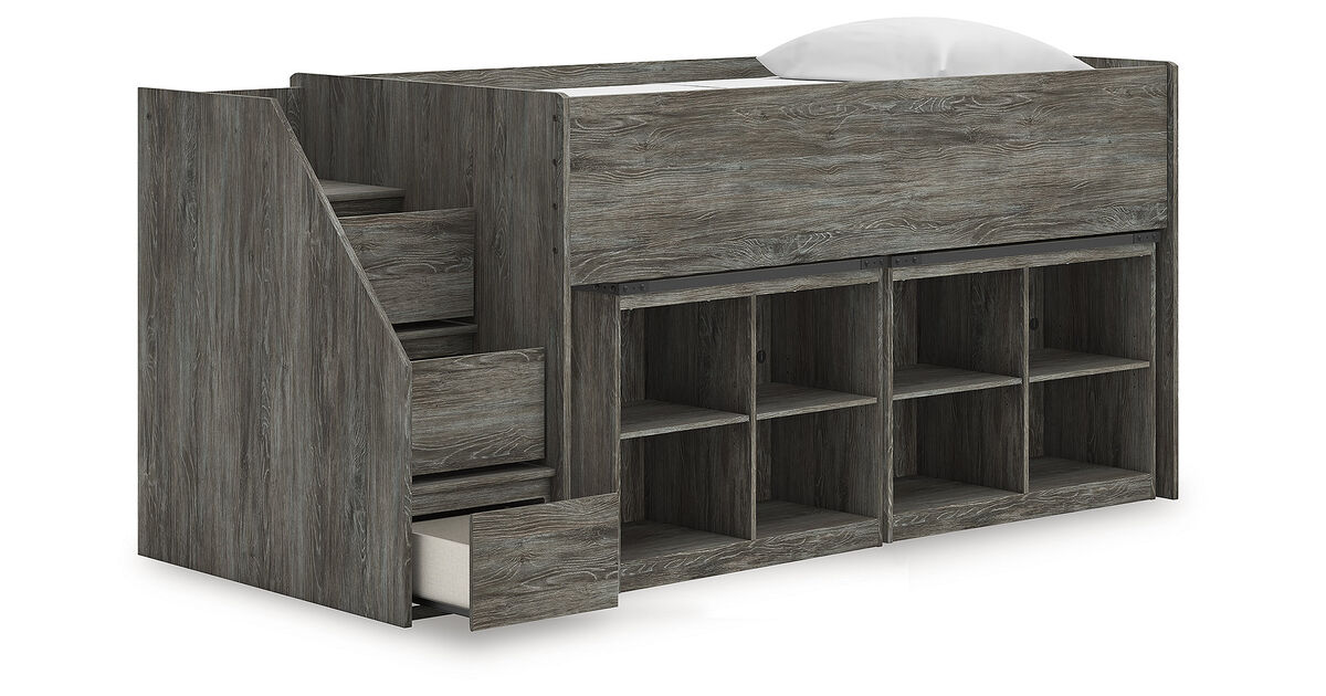 Frandern Twin Loft Bed with Bookcase Storage