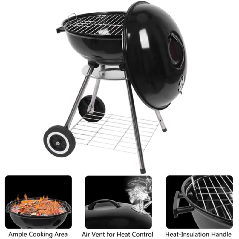 Apple-Shaped Charcoal Stove Enamel-Coated BBQ Grill for Outdoor Cooking