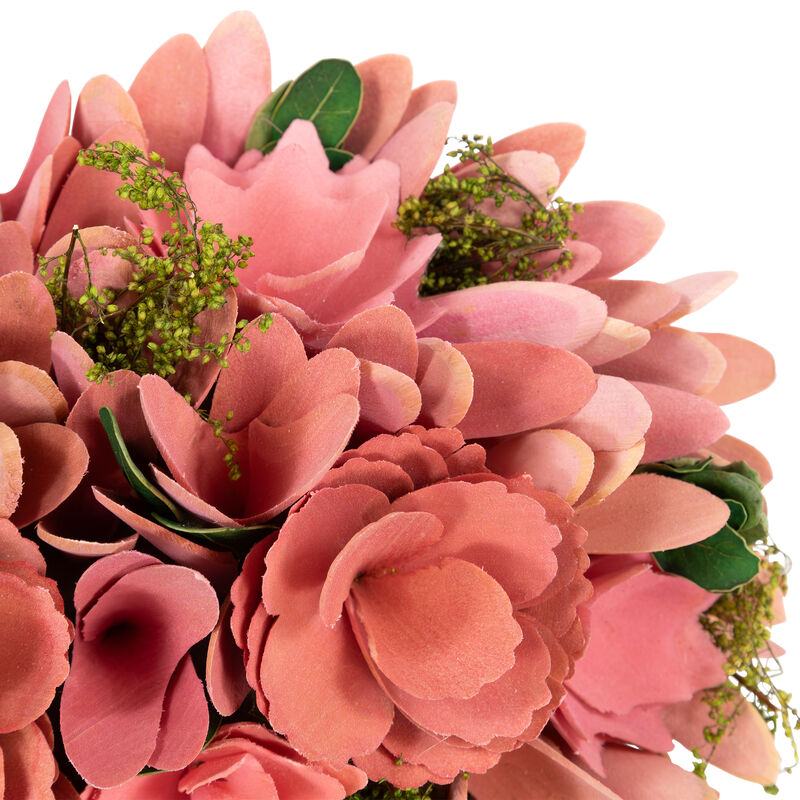 Mixed Floral and Foliage Artificial Valentine's Day Heart Wreath - 12.25" - Pink and Yellow image number 2