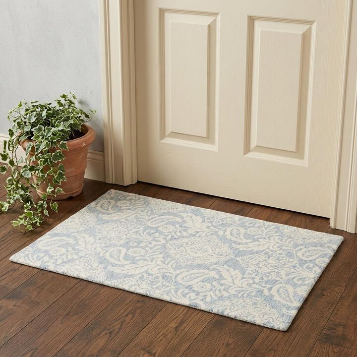 HomeRoots Wool Paisley Tufted Handmade Stain Resistant Area Rug