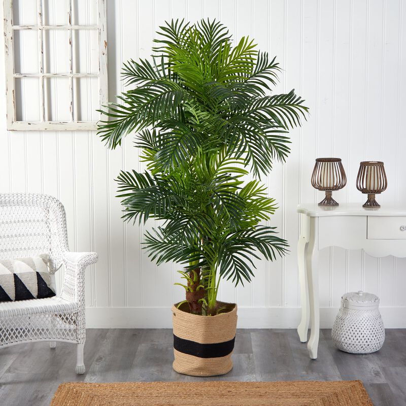 HomPlanti 6 Feet Hawaii Artificial Palm Tree in Handmade Natural Cotton Planter