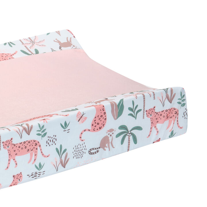 Lambs & Ivy Enchanted Safari Animals Pink/White Jungle Changing Pad Cover
