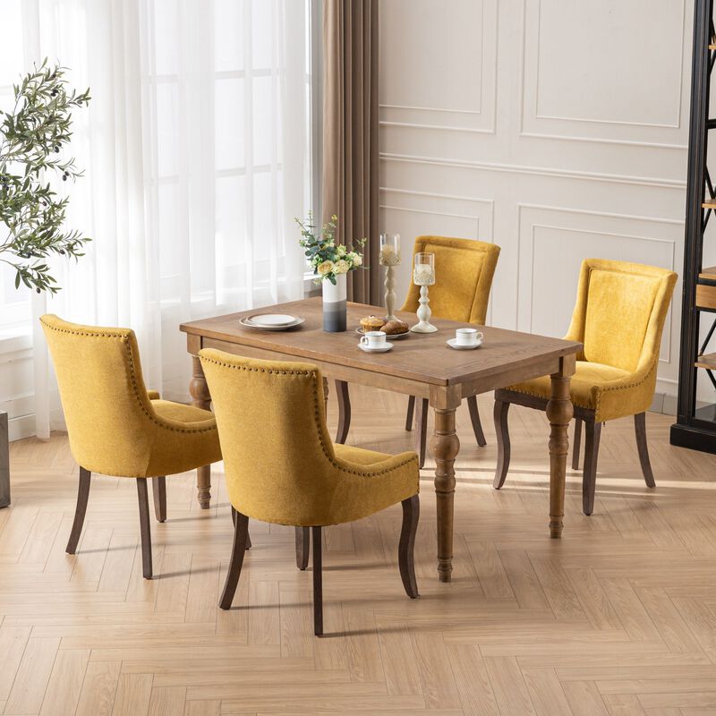 Whisen 2-Piece 22.8inch Upholstered Dining Chairs, Thickened Fabric Solid Wood Legs Bronze Nailhead for Kitchen Dining Room image number 2