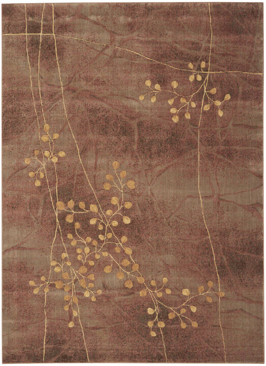 HomeRoots 8' X 11' Brown Floral Power Loom Non Skid Area Rug