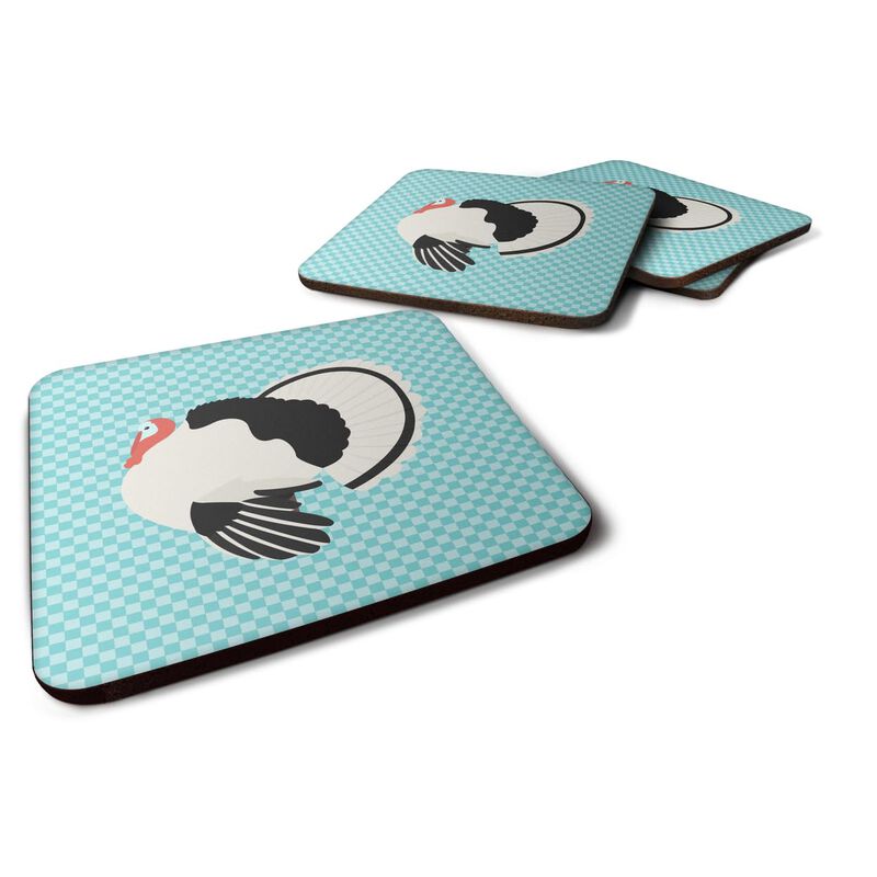 Caroline's Treasures Royal Palm Turkey Blue Check Decorative Coasters, 3.5, Multicolor