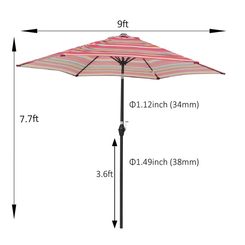 Streamdale 9FT Umbrella Red Stripes