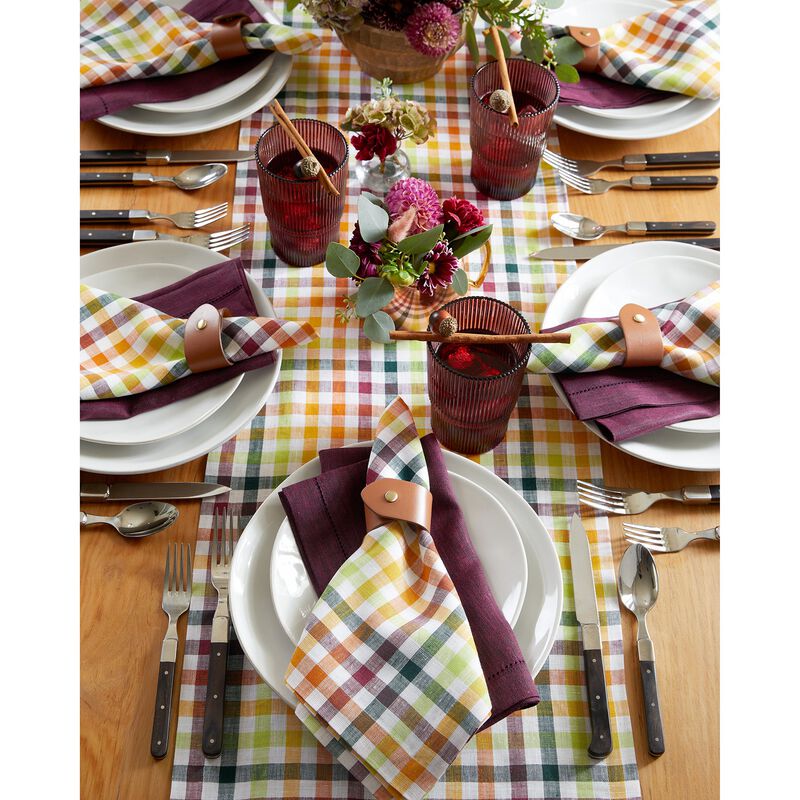 Christmas Linen Table Runner - Gingham Check, Solino Home