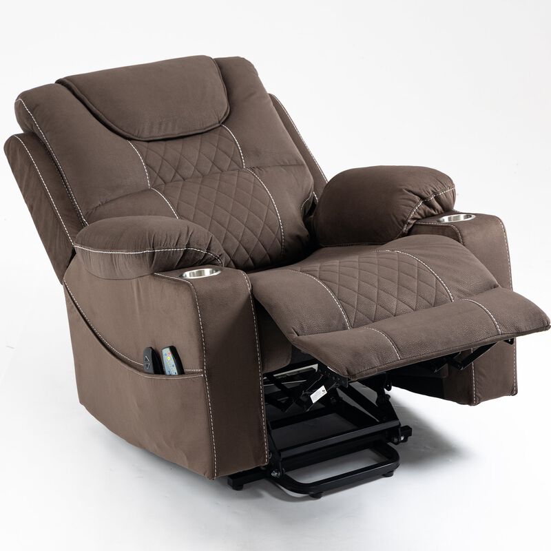 Velvet Recliner Chair with 2 Cup Holder, Lounge Chair Power Lift Chair Relax Sofa Chair image number 3
