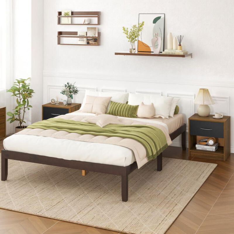 Hivvago Bedside Table Nightstand with Drawer and Open Storage Shelf