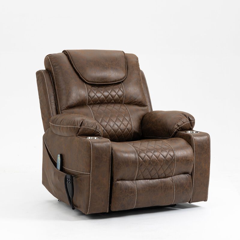 Leather Recliner Chair with 2 Cup Holder, Lounge Chair Power Lift Chair Relax Sofa Chair image number 1