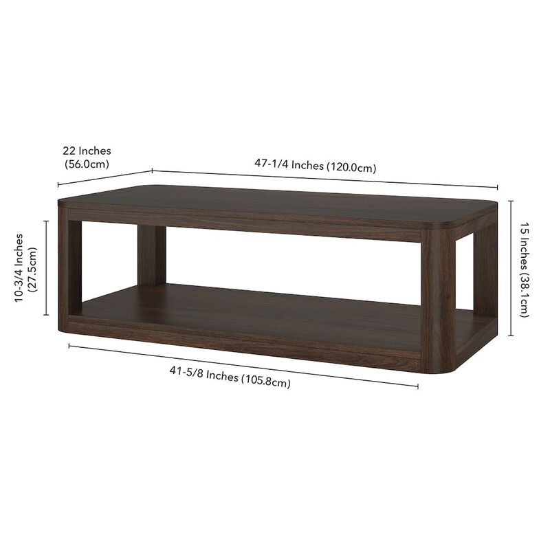 Hudson&Canal Stellan 47 Wide Rectangular Coffee Table in Alder Brown