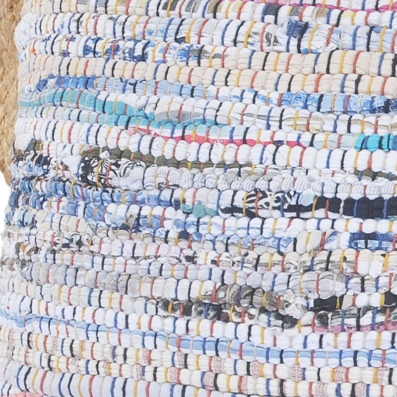 HomeRoots Set of Two 20" Aqua Ivory And Natural Striped Cotton And Jute Throw Pillows with Texture image number 3