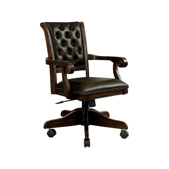 Kalia Contemporary Arm Chair, Brown Finish-Benzara