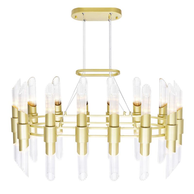 CWI Lighting Croissant 28 Light Chandelier With Satin Gold Finish