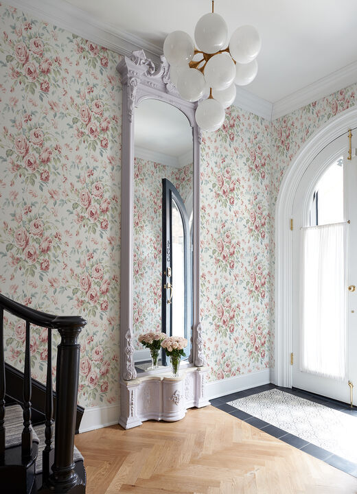 Manon Raspberry Rose Stitch Wallpaper