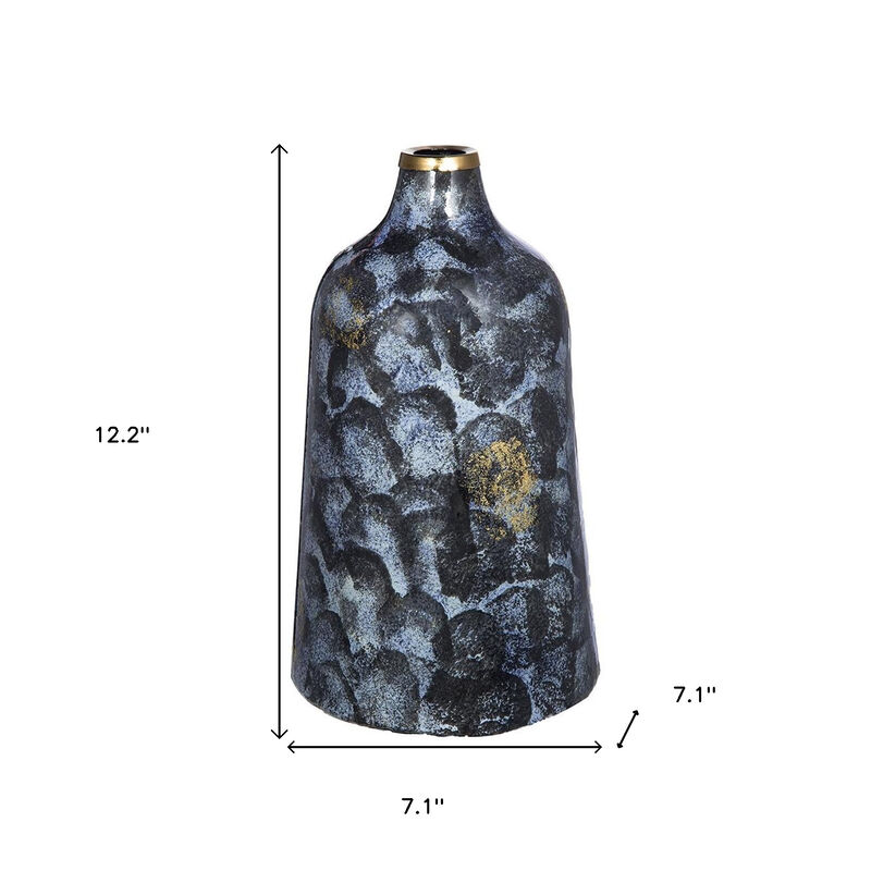 HomeRoots 12" Blue And Gold Abstract Bud Glass Table Vase image number 5