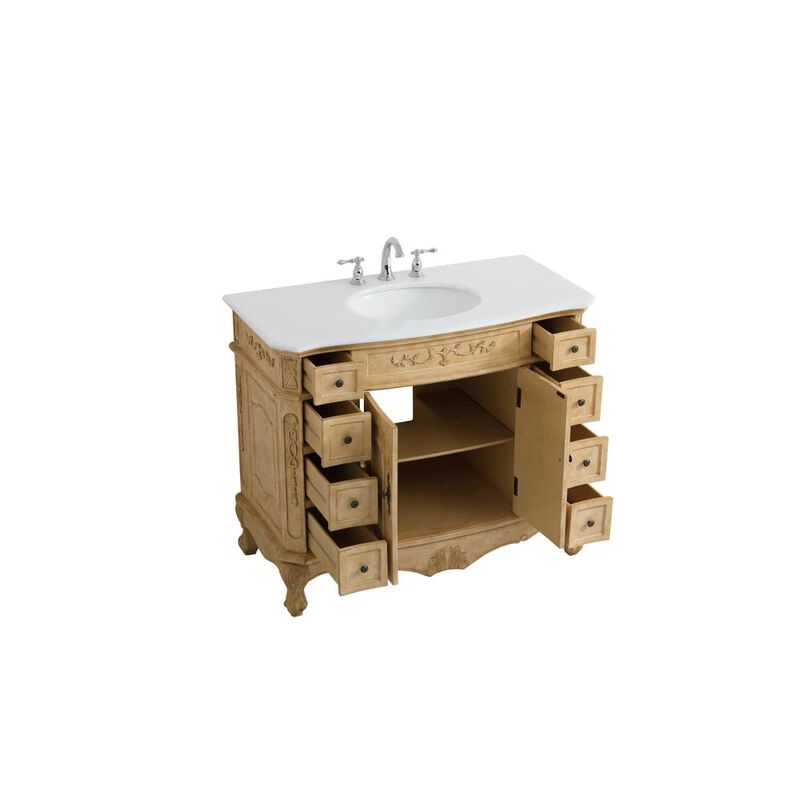 Elegant Kitchen and Bath 42 inch Single Bathroom vanity in Light Antique Beige