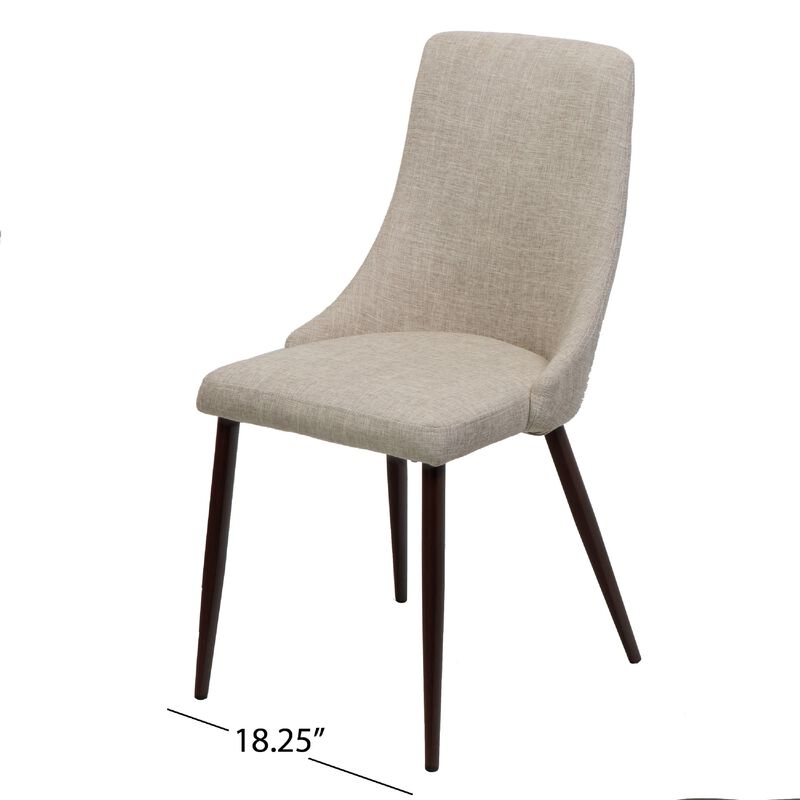 Dining Side Chair Set of 2, Wheat Brown Fabric, Tapered Iron Legs image number 5