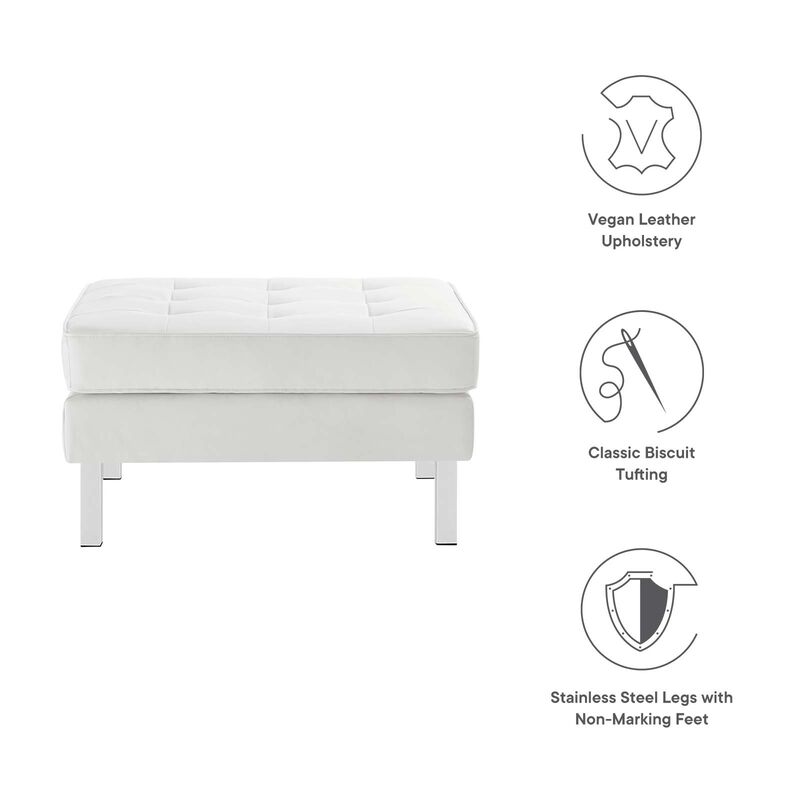 Loft Tufted Vegan Leather Ottoman image number 4