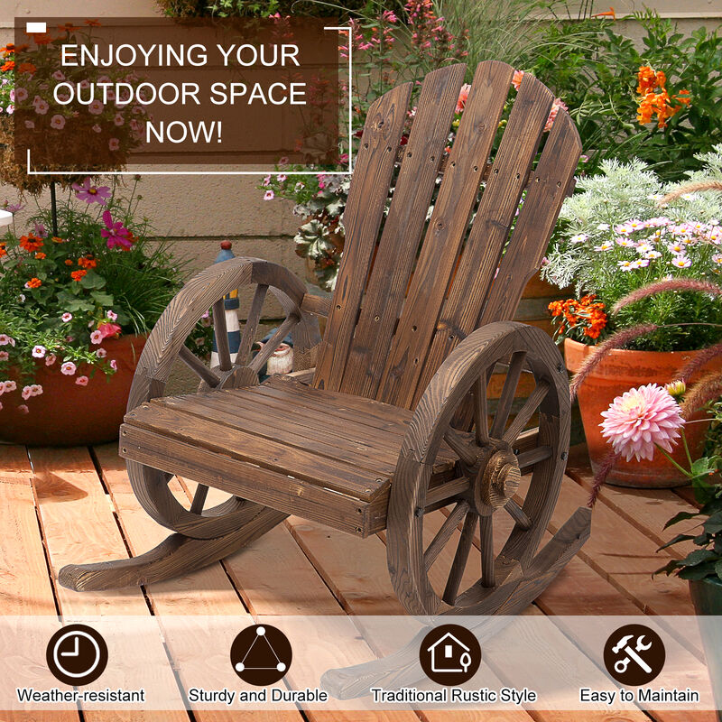 Hivvago Outdoor Wooden Rocker Chair with Oversized Back image number 4