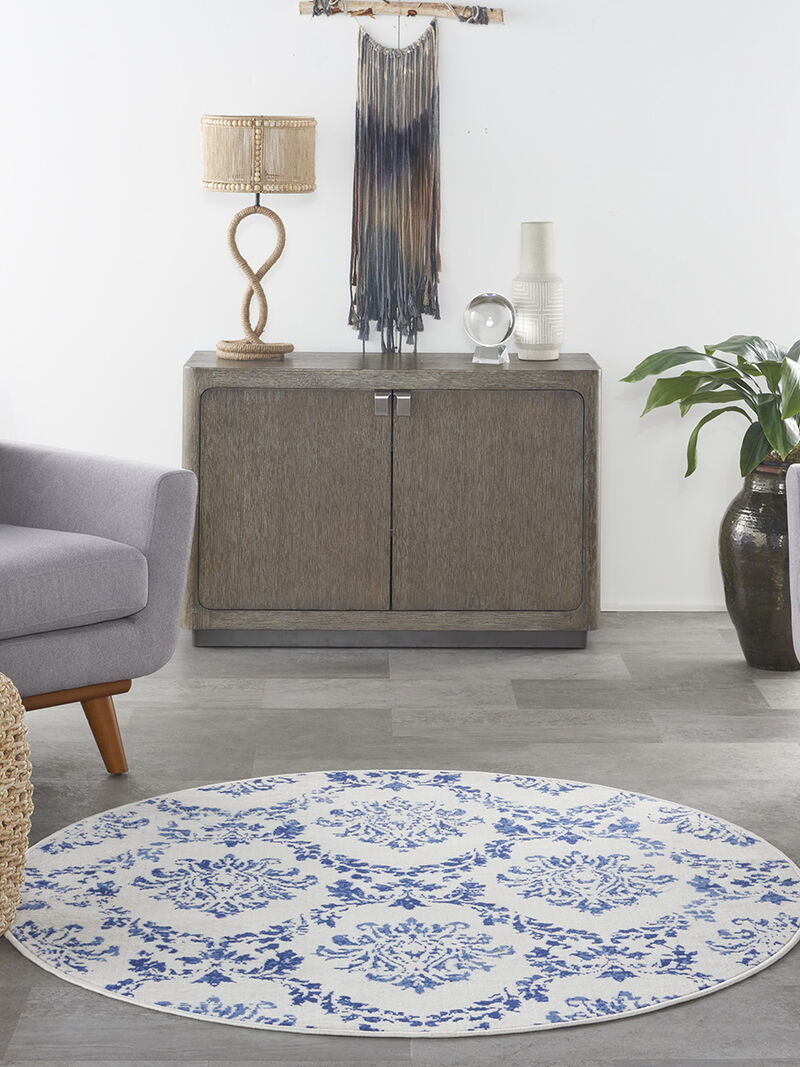 Whimsicle WHS01 Ivory/Navy 5' x Round Rug