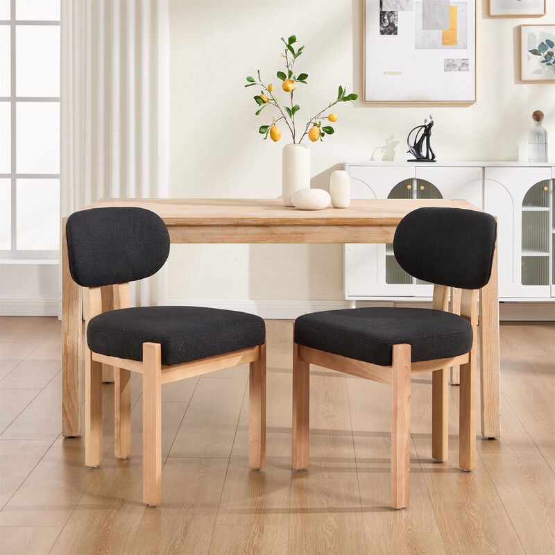 Modern Wooden Dining Chairs Set of 2, Upholstered Kitchen Chairs Dining Side Chairs image number 2