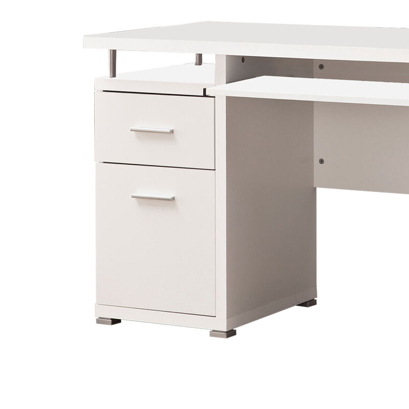 Elegant white Computer desk with efficient Storage image number 2